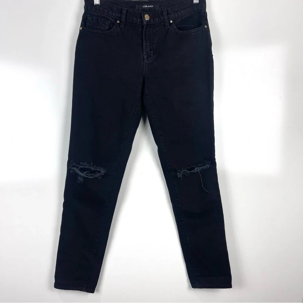 J Brand Jake Slim Boyfriend Jeans Black Distressed Size 25 Women’s Denim
